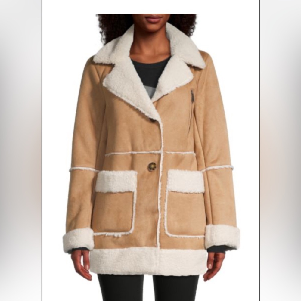 BCBGeneration Tan and Cream Shearling Jacket